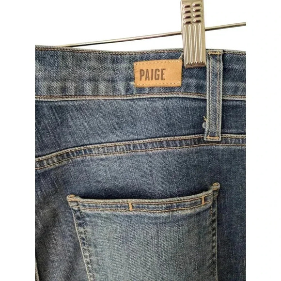 PAIGE Hoxton Straight Ankle Jeans Womens 28 Blue Denim Stretchy Raw Hem Med Wash - Picture 13 of 16